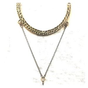 Crescent 🌙 Y Necklace with Clear Quartz Crystal